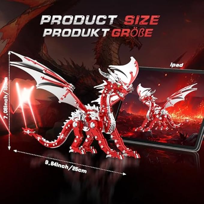 3D PUZZLES FOR ADULTS, METAL DINOSAUR PUZZLE BUILDING SET, COLLECTIBLE MECHANICAL ENGINEERING CRAFTS FOR HOME OFFICE DECORATION & GIFT (RED) - Image 3